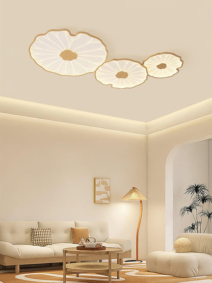 Waterlily Wood-Grain Ceiling Light