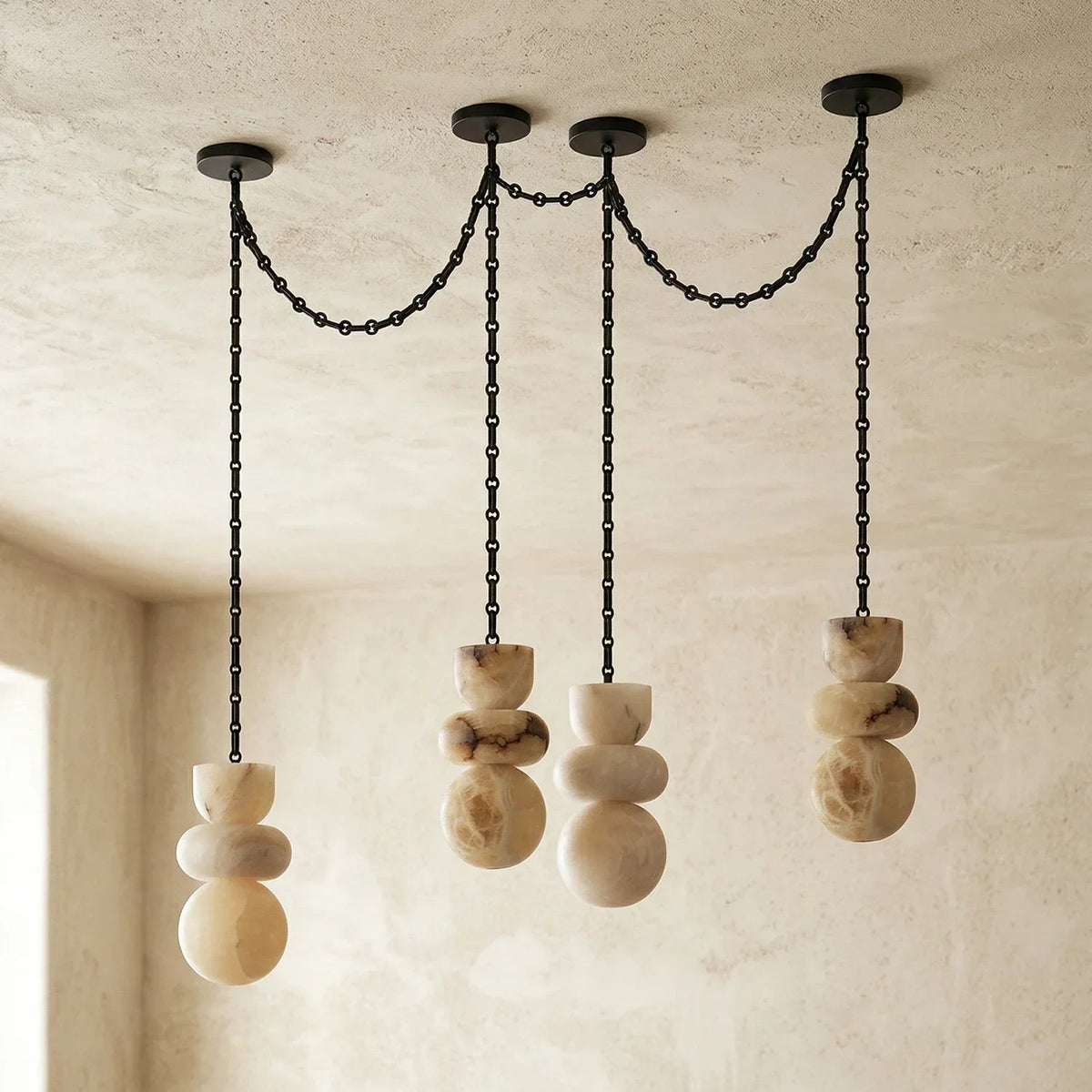 Alabaster Stone Cascade Chandelier