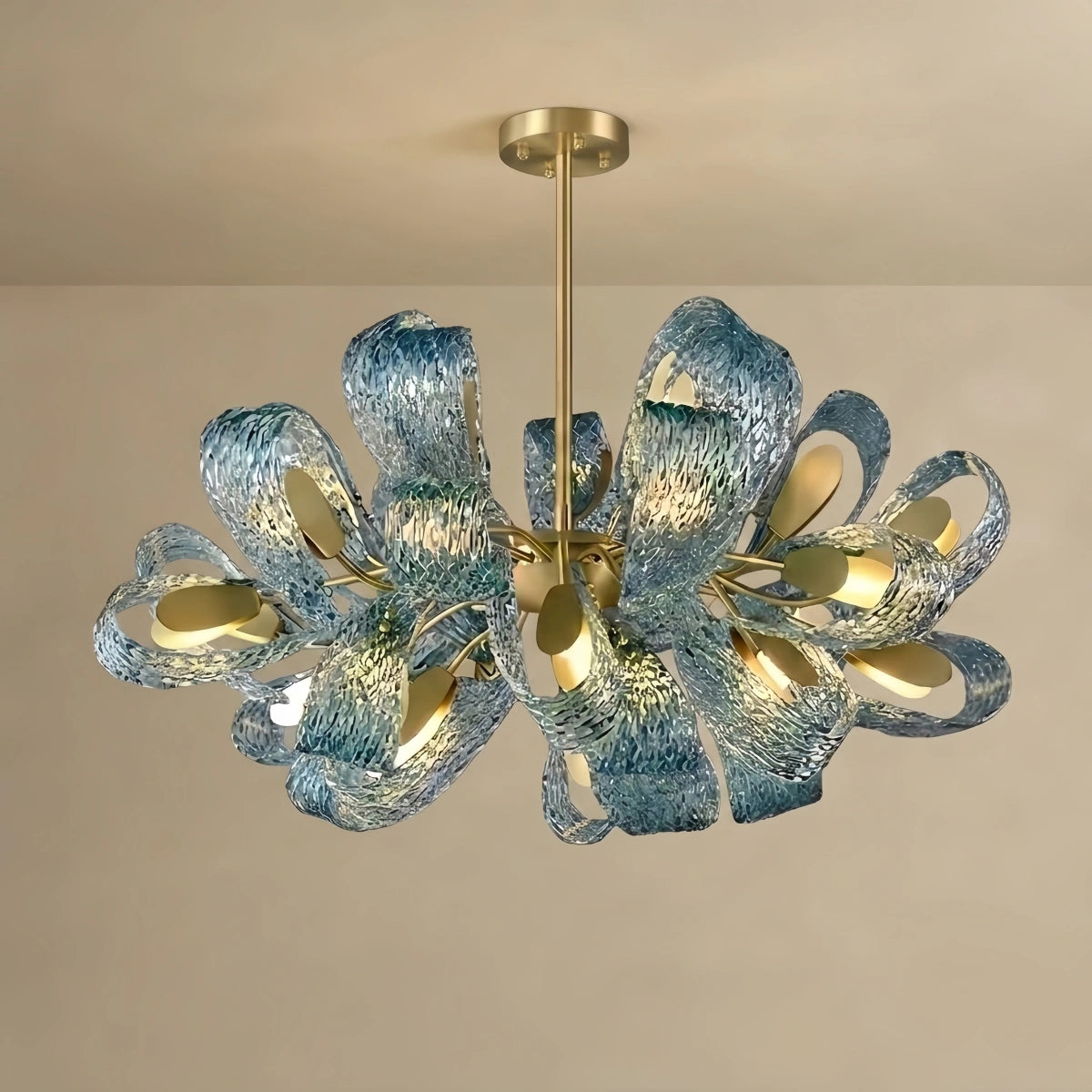 Peacock Feather Glass Chandelier