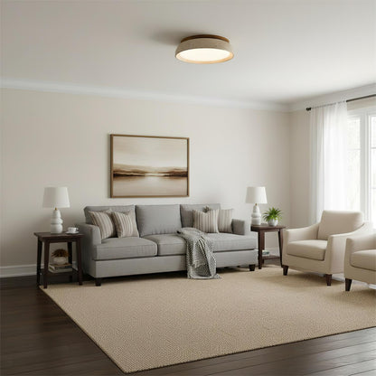Round Travertine Flush Ceiling Light