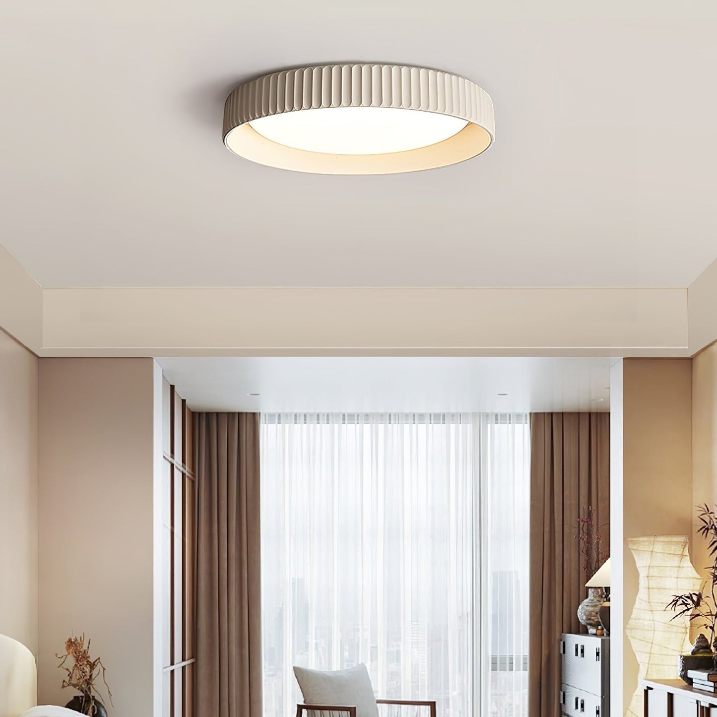 Fluted Resin Disc Ceiling Light