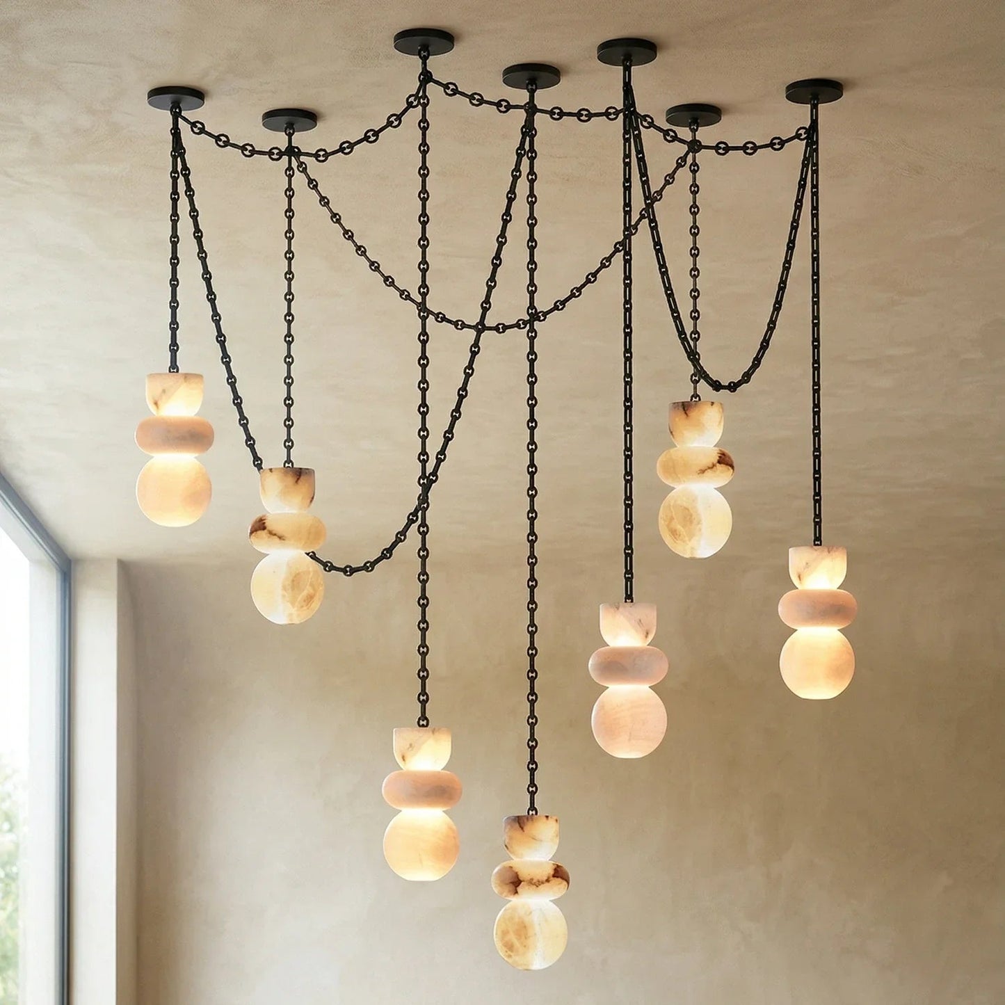 Alabaster Stone Cascade Chandelier