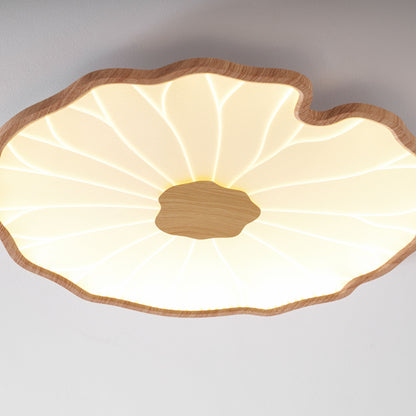 Waterlily Wood-Grain Ceiling Light