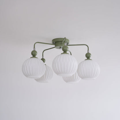 Ribbed Opal Glass Semi-Flush