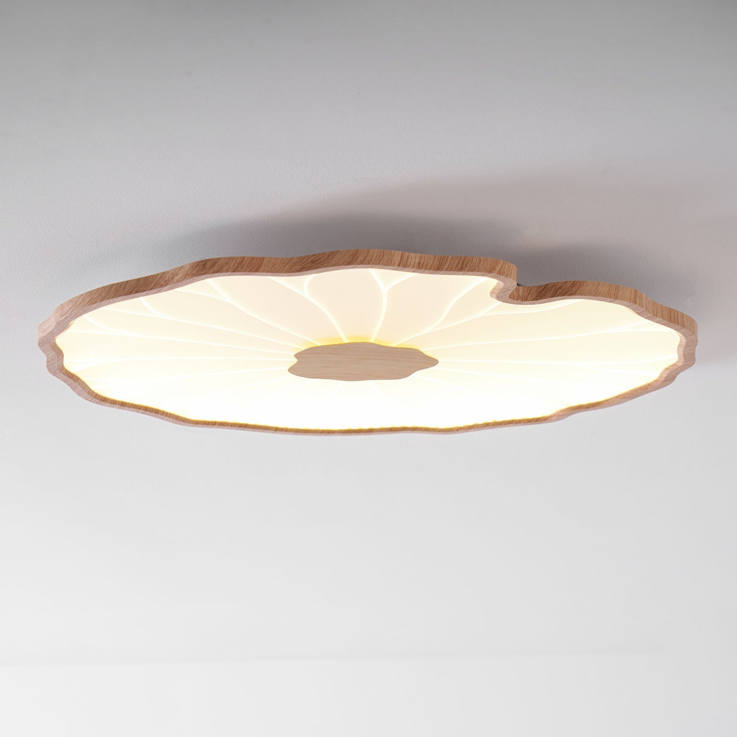 Waterlily Wood-Grain Ceiling Light