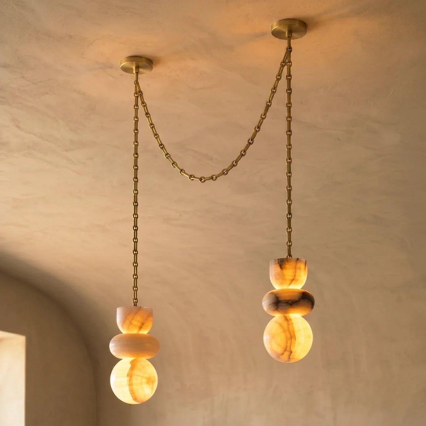 Alabaster Stone Cascade Chandelier
