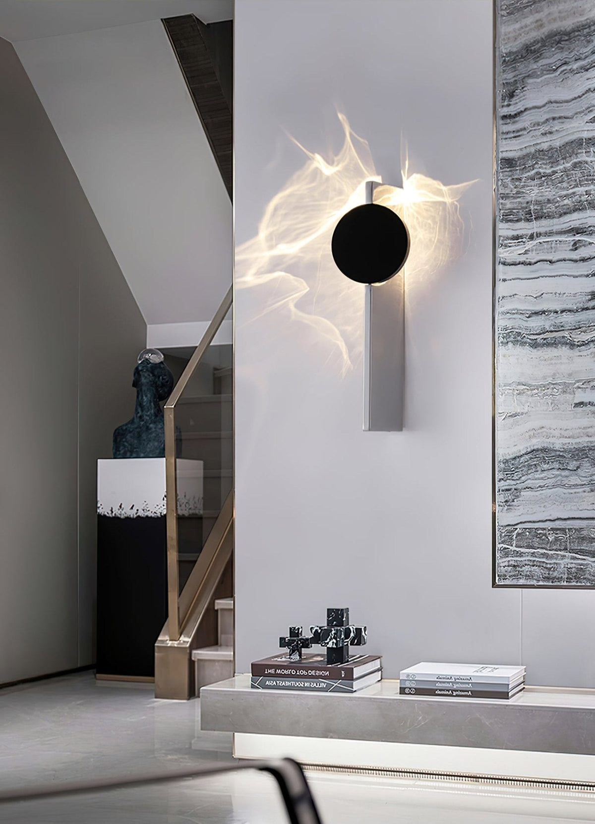 Mirrored Disc Sculptural Wall Light