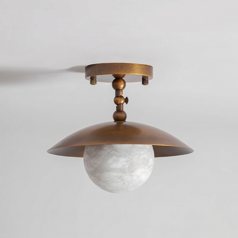 Brass Dome Semi-Flush Ceiling Light