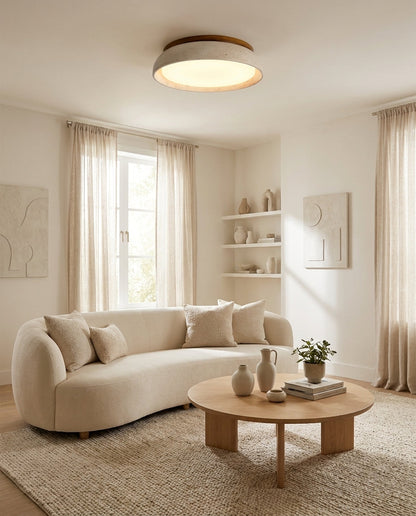 Round Travertine Flush Ceiling Light