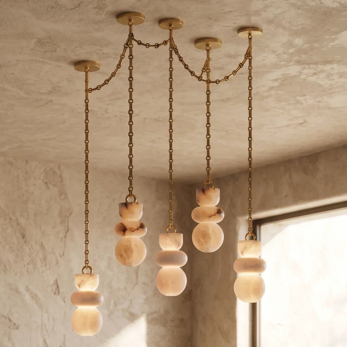 Alabaster Stone Cascade Chandelier