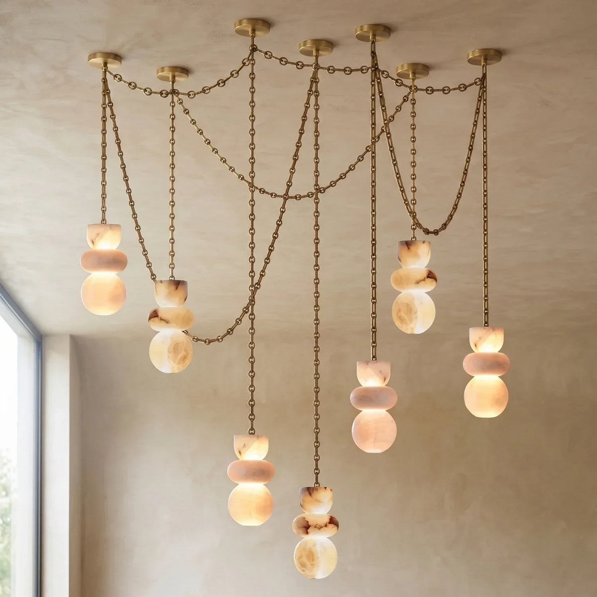 Alabaster Stone Cascade Chandelier