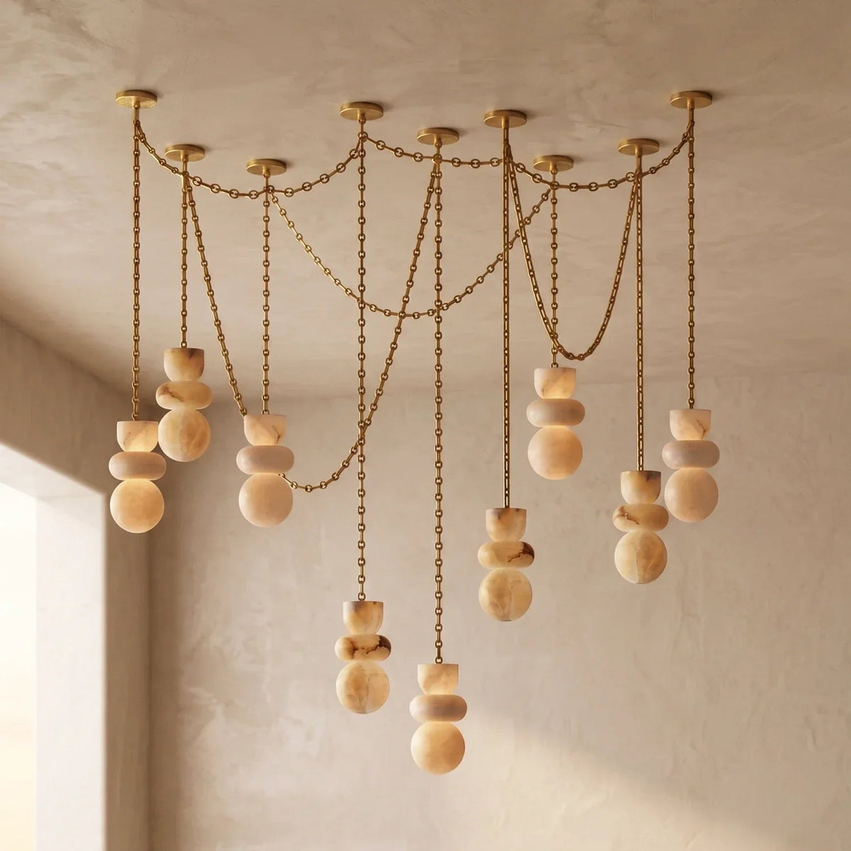 Alabaster Stone Cascade Chandelier