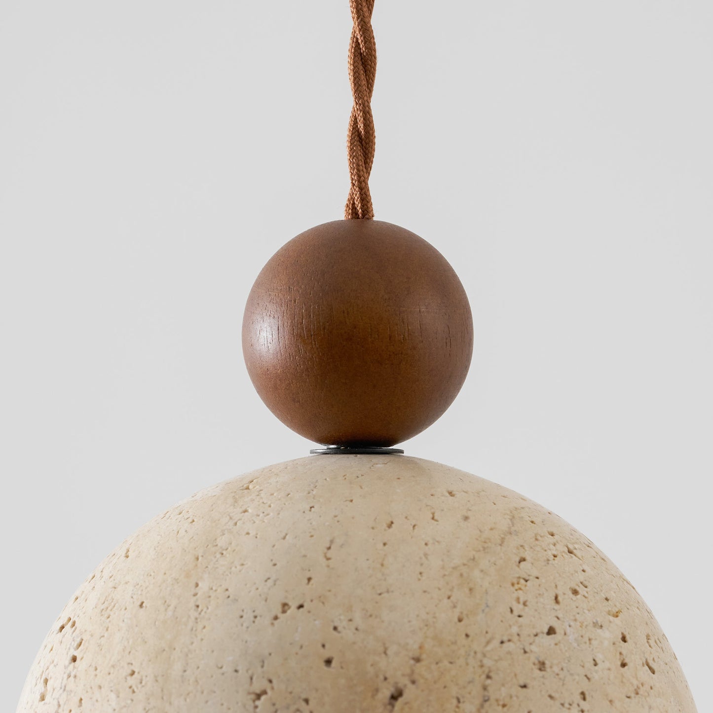 Travertine Dome Wood Pendant Light