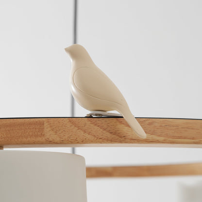 Round Wooden Bird Chandelier
