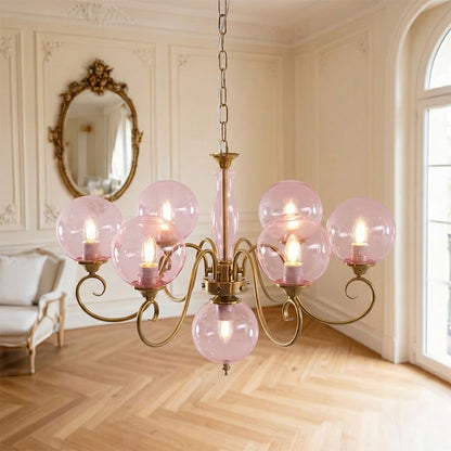 Scrolled Brass Globe Chandelier
