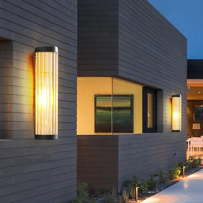 Modern Semi-Cylindrical Metal/Glass Outdoor Wall Lamp