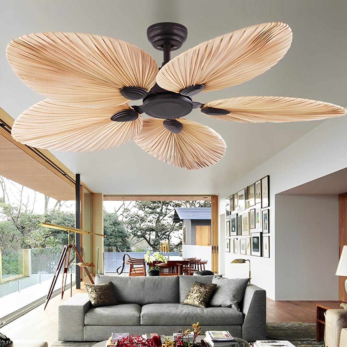 Tropical Palm Leaf Ceiling Fan