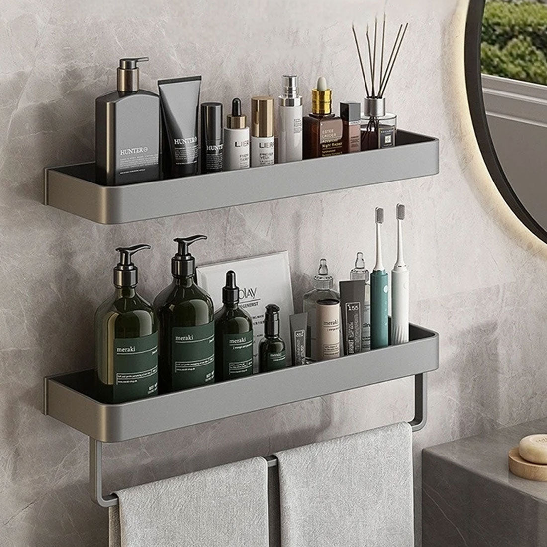 Modern Gray Bathroom Shelf